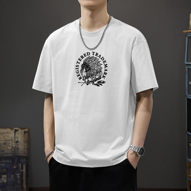 Simple T-shirt Men's print Summer Trendy Printed Cotton Short Sleeved Loose Trendy Breathable T-shirts