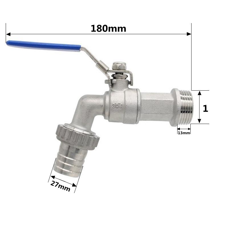 1/2" 3/4" 1" BSP Male To Hose Barb 304 Stainless Steel Ball Valve Water Faucet Spigot Home Garden Outdoor Antifreeze