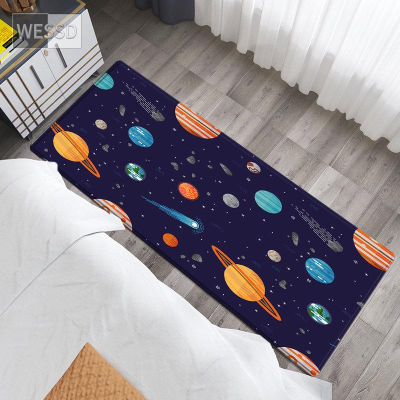 Dětské koberečky Cartoon Space do ložnice Roztomilá podložka Universe Print Koberec Dlouhé Dětské koberečky Dlouhé
