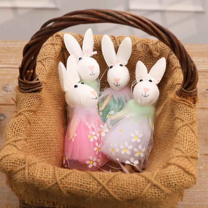 Colorful Holiday Rabbit Statue in Gauze Skirts for Indoor and Outdoor Holiday Decoration
