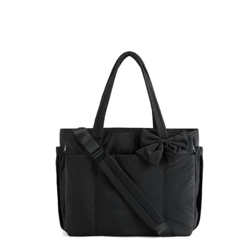 

Сумка-тоут с мягкими стенками, Женская сумка через плечо с бантом большой вместимости, Сумка-мессенджер для студентов, для поездок на работу, йоги, в спортзал, путешествий, Универсальная сумка 40x8x30cm чёрный