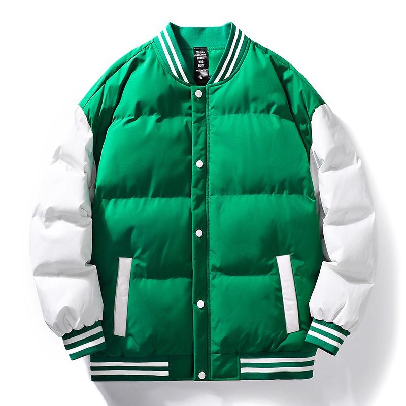 New Autumn and Winter Men s Baseball Jacket Padded Jacket Men s Loose Padded Jacket Trendy Brand Casual Padded Jacket S зелёный
