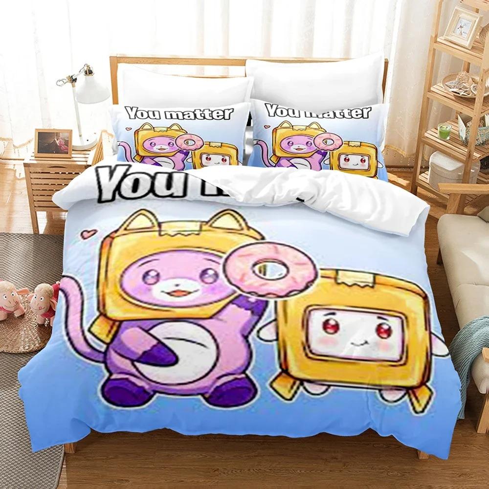 

Lankybox Foxy Boxy Комплекти постільної білизни Single Twin Full Queen Size Постільна білизна Kids Girls Bedroom Decor Cartoon Duhit Cover Set Sets EU Single 135x200cm