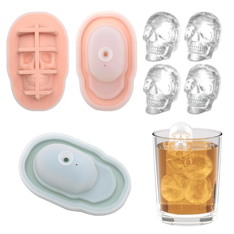 Silikon Totenkopf Eiswürfelform Eis am Stiel Herstellungs Werkzeug für Heimische Zusammenkünfte und Getränkedekorationen Getränkezubehör