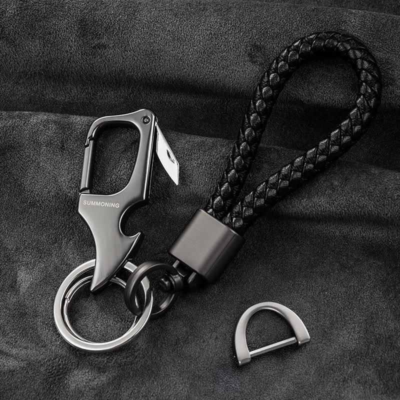 Men's Waist-Mounted Keychain with Box Cutter, Creative Key Ring, Anti-Lost Phone Number Tag Pendant