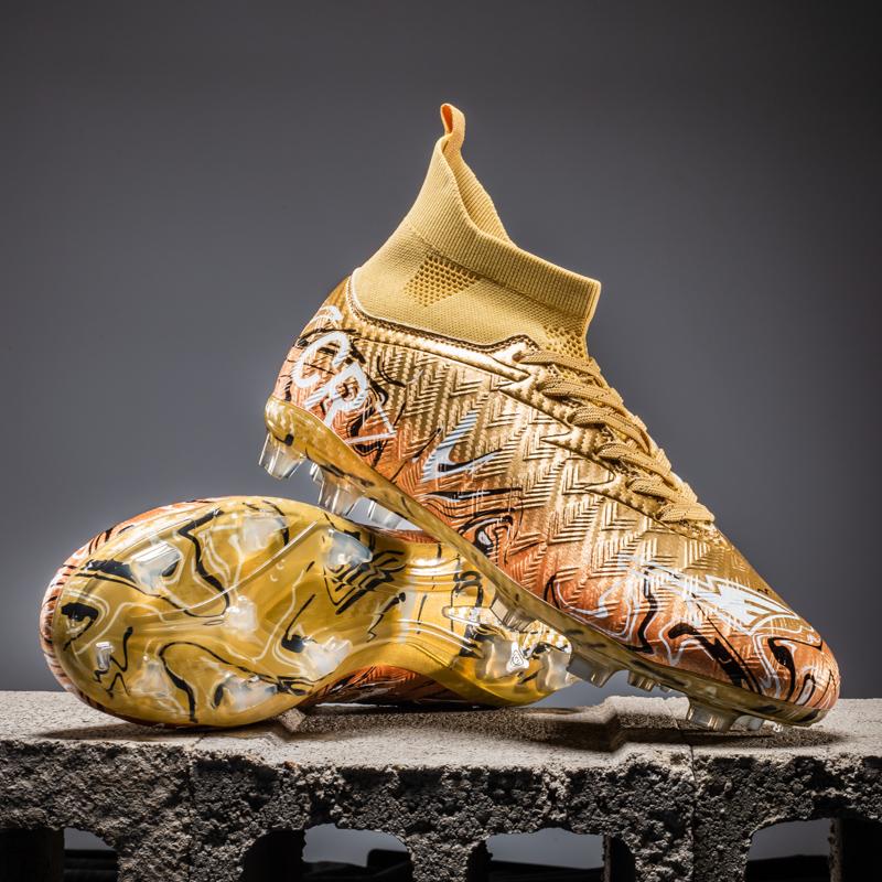 Men Soccer Shoes Cleats Training Boys Outdoor Sport Football Boots Adult Long Spikes Non Slip Cleats Breathable Match Sneakers