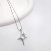 Fashion Four-Pointed Star Necklace Clavicle Chain Smooth Cross Pendant Necklace Wedding Party Jewelry for Women Girls