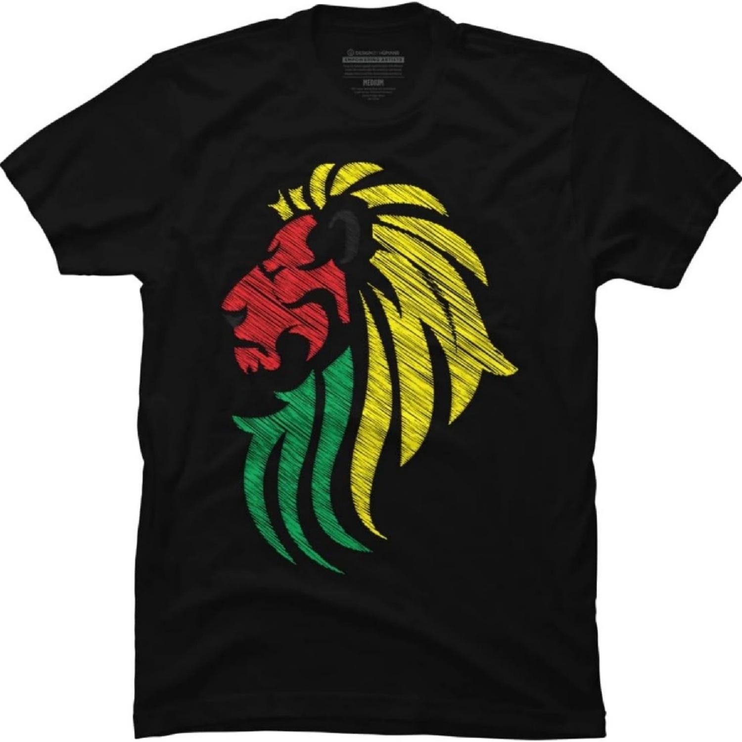 

Design By Humans Men s Lion Reggae Music Flag Colors by ddtk T-Shirt - - S