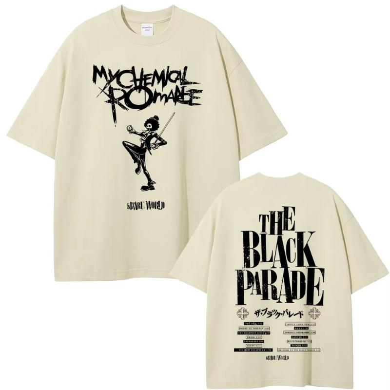 Rock Band My Chemical RoUnisexce The Black Parade Tour 2025 Tshirt Skeleton Graphic Tshirts Unisex Women Punk Emo Oversized T Shirts S
