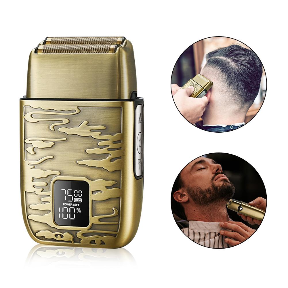 Electric Shaver for Men Retro Metal Body with Digital Display 3-Speed Acceleration and Bald Head Whitener