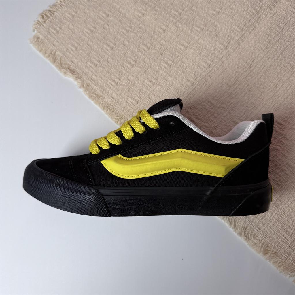 Knu skool zwart roze kleurmatching dik brood schoenen paar schoenen zwart retro casual skateboard schoenen