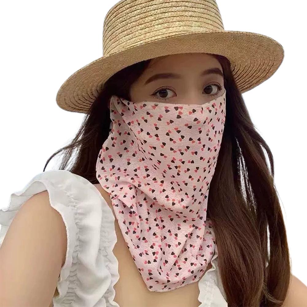 Flowers Summer Sunscreen Mask Full Face Ultraviolet Female Thin Section Cover Face Veil Mask Neck Neck Protector