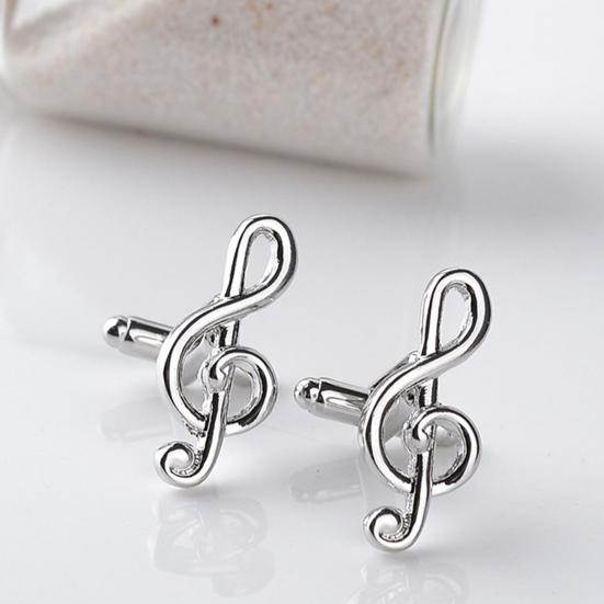 Male Cufflinks Silver Plated Music Notation Shape Alloy
