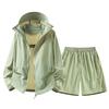 Outdoor ice silk sunscreen clothing men's summer UV protection UPF10 + casual loose sports couple sunscreen clothing set