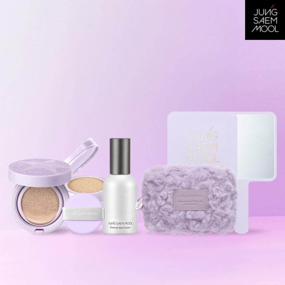 JUNGSAEMMOOL Набор Holiday Essential Skin Nuder Cushion + сменный блок + Водный крем 50 мл + Праздничная косметичка + Лавандовое ручное зеркало Pair set
