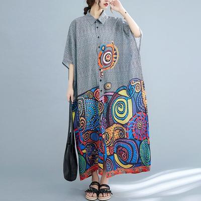 Spring/summer Women's Positioning Floral Print Shirt Dress