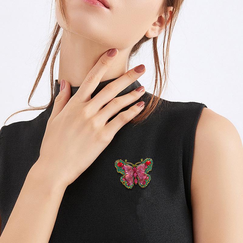 1PC Butterfly Brooches Colorful Crystal Vintage Jewelry Gifts Luxury Rhinestone Brooch Clothing Pin For Women Girls