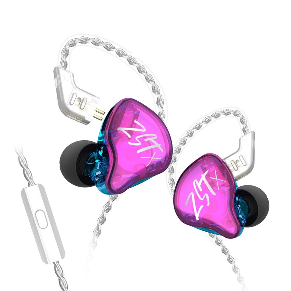 CCA KZ ZST X Colorful In-Ear Headphones, 1BA 1DD Dual Driver, Wired Hi-Fi Gaming Headphones with Detachable 2-Pin Cable, for Singers, Audiophiles,