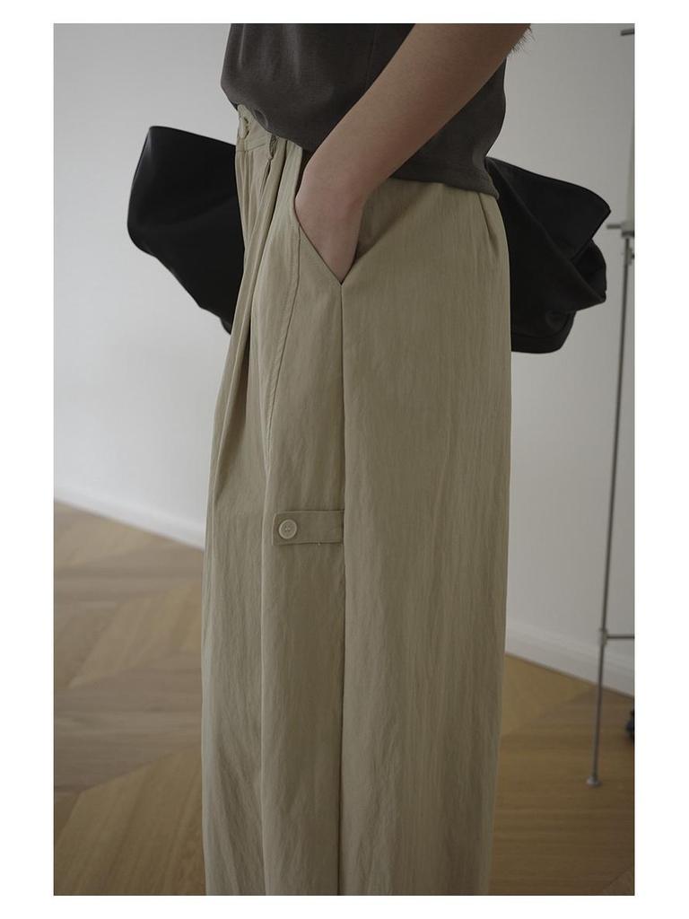 EVERTRUE Women's 2026 Spring High-Waisted Wide-Leg Cotton Pants - Korean Style, Versatile, Long Straight Fit