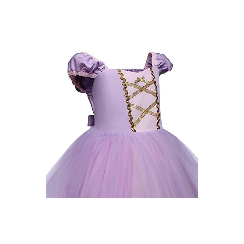 [TaiTas] rochie de prințesă cosplay pentru copii dintr-o singură bucată din tul (130, Rapunzel)
