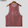 INCERUN Ärmellose Herren-Tanktops aus durchsichtigem Netz mit Print, Racerback