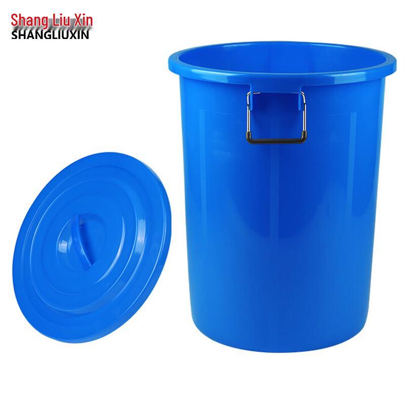 Large Round Plastic Trash Can with Lid and Handle 100L