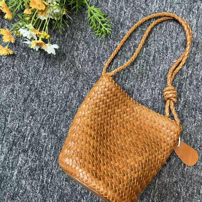 Straw bag hand-woven bag bamboo beach bag oblique span handbag rattan bag simple literary women's bamboo bag