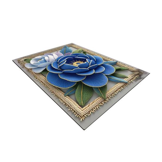 Bodenmatte 3D Blumenmuster Badezimmerteppich Hochsaugfähig Schnelltrocknend Rutschfeste Gummiunterseite Küche Dusche Waschküche Fußmatte