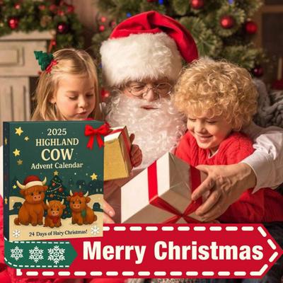 İskoç Yaylası Sığırı Advent Takvimi 2025 Sevimli İskoç Yaylası Sığırı Süsleri 24 Günlük Noel Geri Sayımı Noel Ağacı Ev Dekorasyonu için Sürpriz Hediyeler