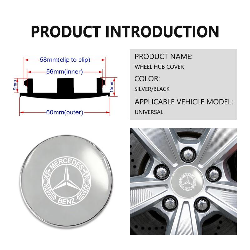 For Benz Car Logo Wheel Center Hub Cap Badge Emblem Sticker Accessories Exclusive AMG SPRINTER V CLASS VIANO W124 W203 W204 GXU0