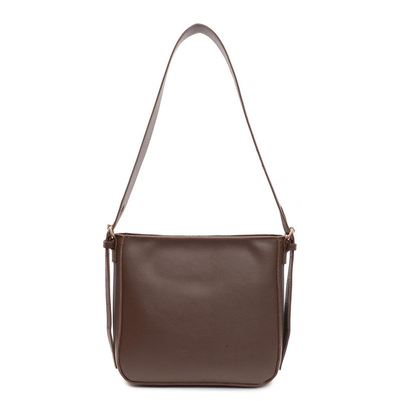 Texture Casual Retro New Simple Trend Line Fashion Bucket Wide Shoulder Strap Single Shoulder Crossbody Small Square Bag