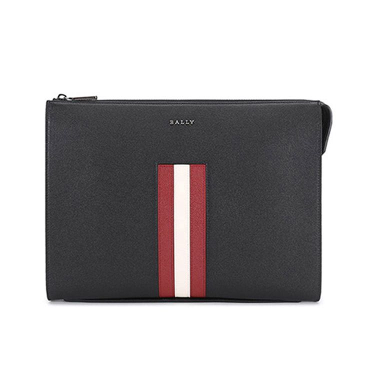 

Bally Enzon Letter Logo Striped Business Elite Casual Leather Briefcase Clutch Men Bags Black Red White 6237154 Basic Set (Bag+Dust Bag)