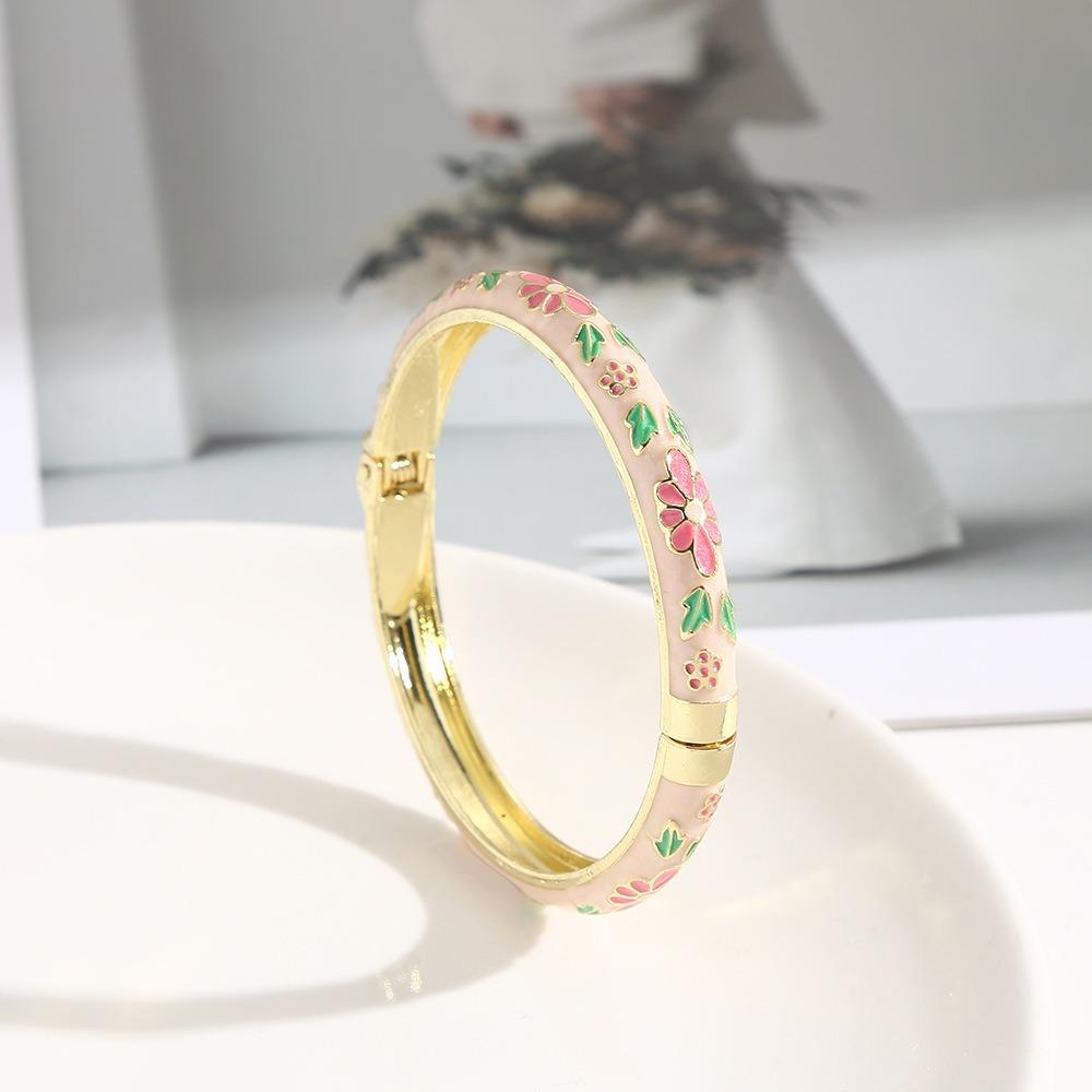 Zinc Zinc Alloy Material Enamel Bracelet Ethnic Floral Motifs Cloisonne Bracelet  Gift Giving