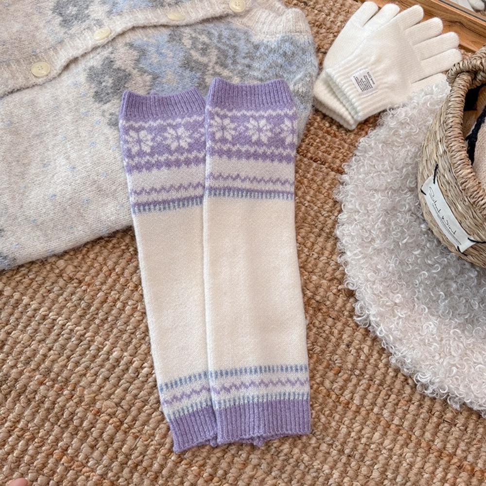 Wool Blend Calf Socks Fair Isle Sock Cuffs Warm Keeping Slouch Socks Autumn Winter