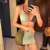 3 PCS With Skirt Splicing Halter Bikini Female Swimsuit Women Swimwear Three-pieces Bikini set Bather Bathing Suit Swim