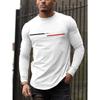 Men's  summer loose comfortable casual  PARIS print large round neck  long sleeve T-shirt top
