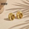 Comfortable Earrings 1 Pair Vintage Chunky Gold Plated for Women, Textured Geometric Jewelry Half Ball Stud Earrings, Minimalist Oval Round