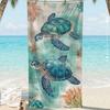Vintage Double Sea Turtle Coral Starfish Quick Dry Microfiber Beach Towel Large Ocean Theme Travel Towel