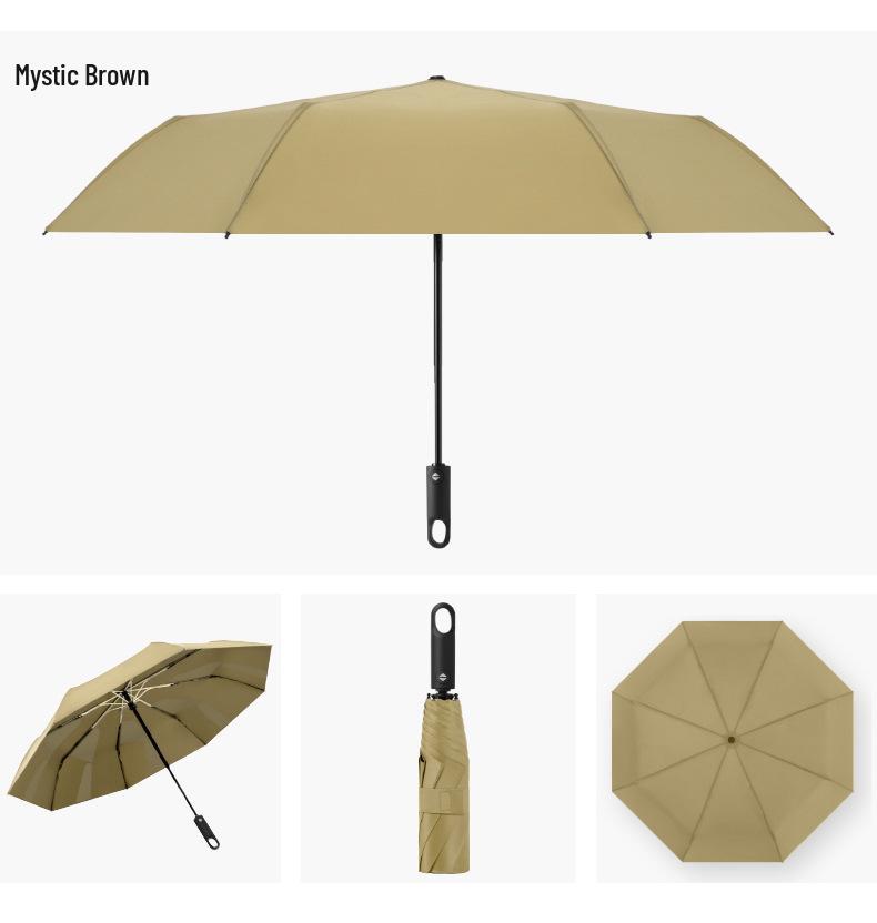 Memory Patch Three-Fold Automatic Umbrella: 8-Bone, Non-Folding, Dual-Use for Sun and Rain.