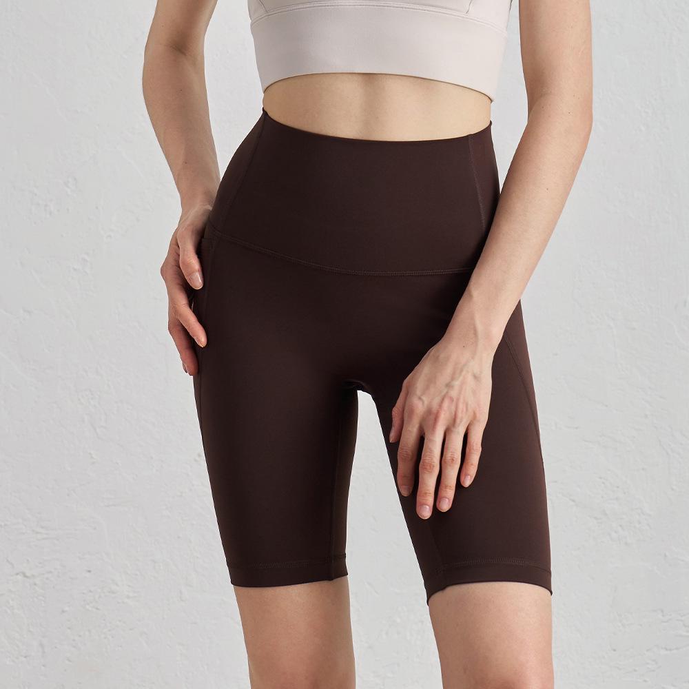 

Women s High Waist Yoga Shorts - Nude Feel, No Embarrassment Line, Hip-Lifting, Pocketed Cycling Sportswear Large