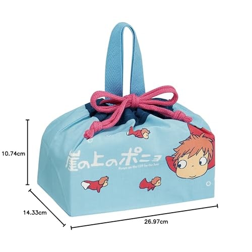 Skater Children's Lunch Box Drawstring Bag with Gusset Kids Made In Japan Ghibli Ponyo On the Cliff Sisters Girls KB7