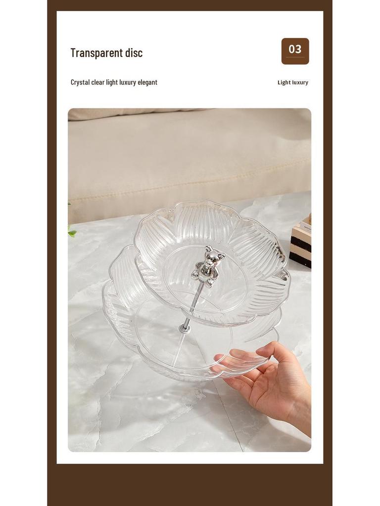 Exquisite Bear Fruit Plate: Multi-Layer Dessert & Candy Display for Luxurious Living Rooms.