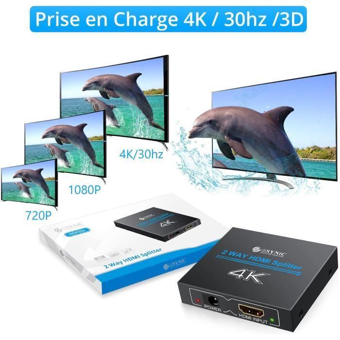 Répartiteur HDMI - eSynic - 2 Sorties - 1920x1200 - Prise en charge de la 3D - Multifonction
