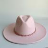 Yellow Fashion Fedora Hat With Colorful Chain 9.5Cm Wide Brim Hat For Women Winter Men'S Hat Cowboy Felt Hat  Sombreros