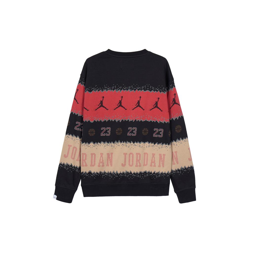 Jordan Essentials Holiday Logo Print Fleece-Lined Casual Long Sleeve Sweatshirt Men Tops Red Black FD7464-687