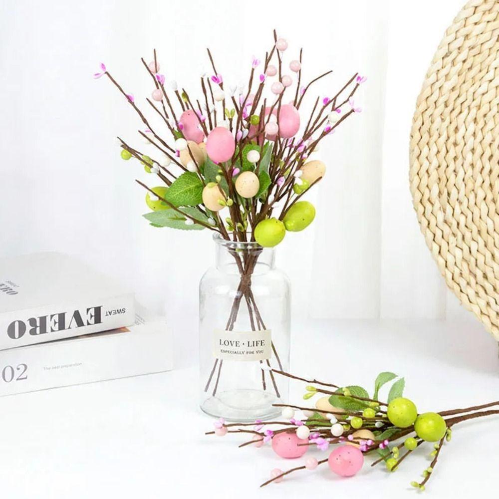 Easter Decoration Egg Cuttings Artificial Flowers  for 2024 Easter Home Party Supplies