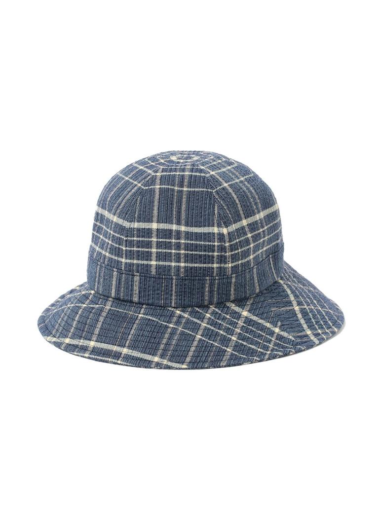 Beams Japan Hat (UNISEX Nagao Orimono Custom Shijira Weave Hat, SAX CHECK FREE)
