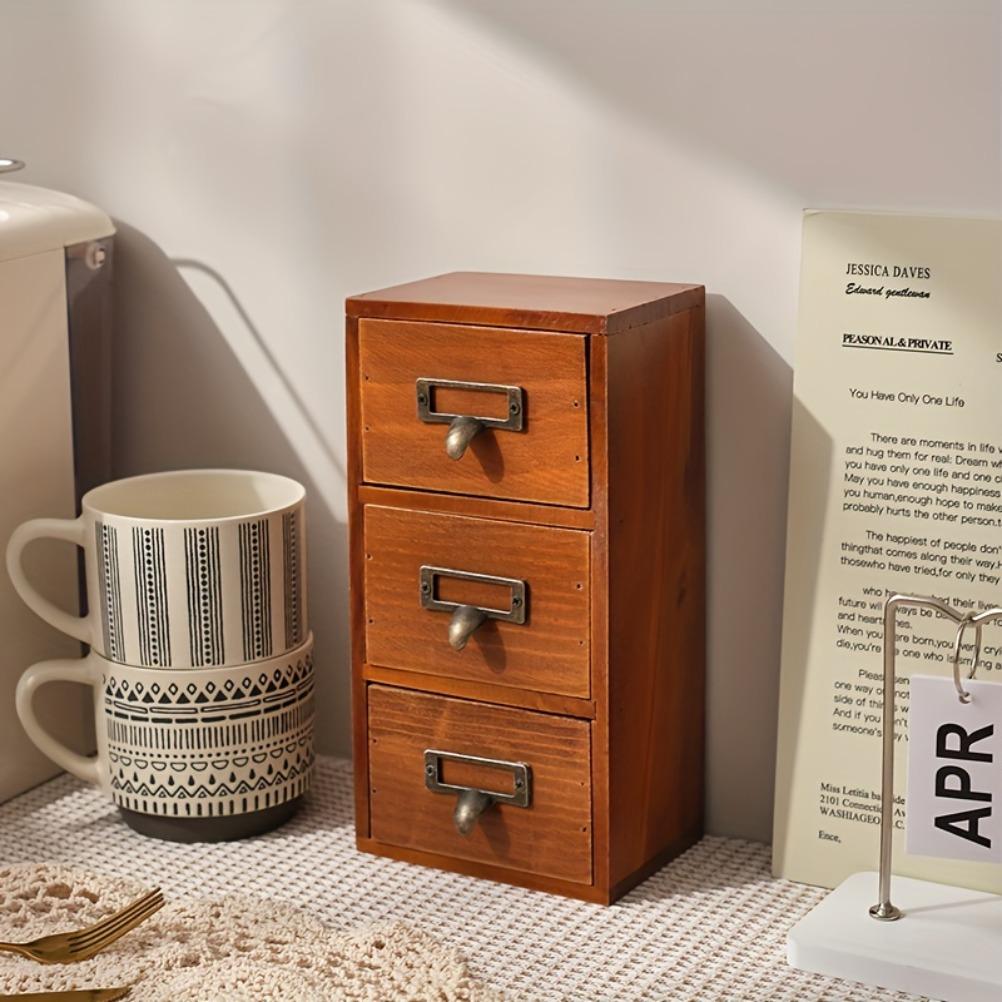 Armoire de rangement vintage à plusieurs niveaux Armoire de rangement avec tiroirs en bois Organiseurs de tiroirs de bureau Organiseurs de tiroirs pour accessoires de bijoux