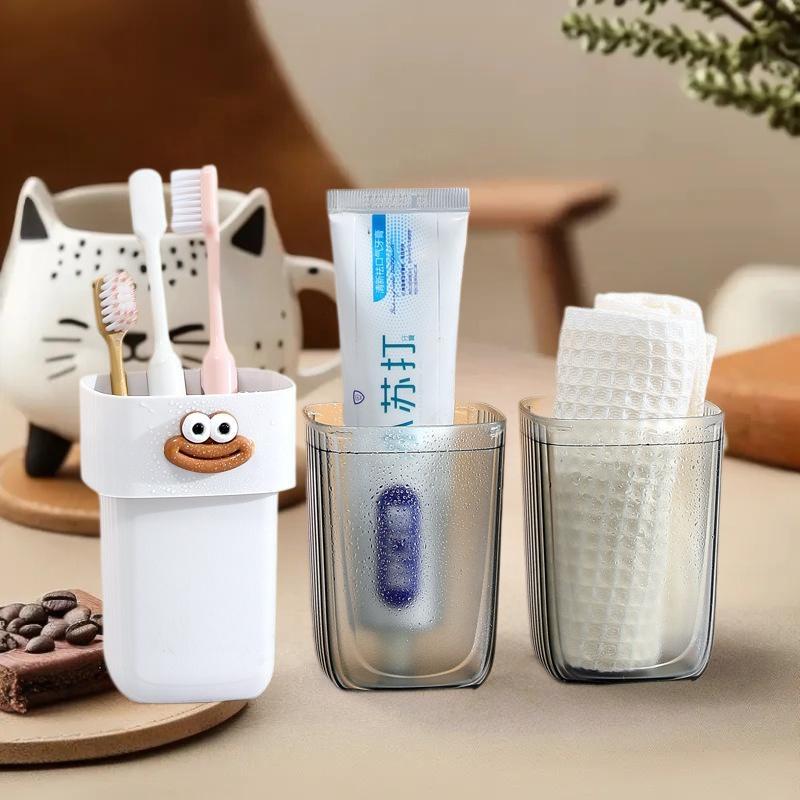 Travel Toothbrush Holder With Mouthwash Cup Portable Durable Oval-Shaped Toothpaste Storage Brushing Washing Toothware Box