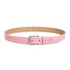 Women PU Leather Belt Heart Hole Decoration Solid Color Belt